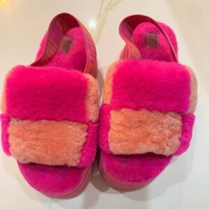 Hot pink and Orange platform sling back UGG slippers